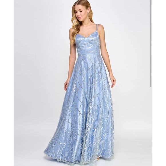 Say Yes To The Prom Juniors Glitter Tulle Embellished Ball Prom Gown 15/16 NWT - Picture 3 of 13